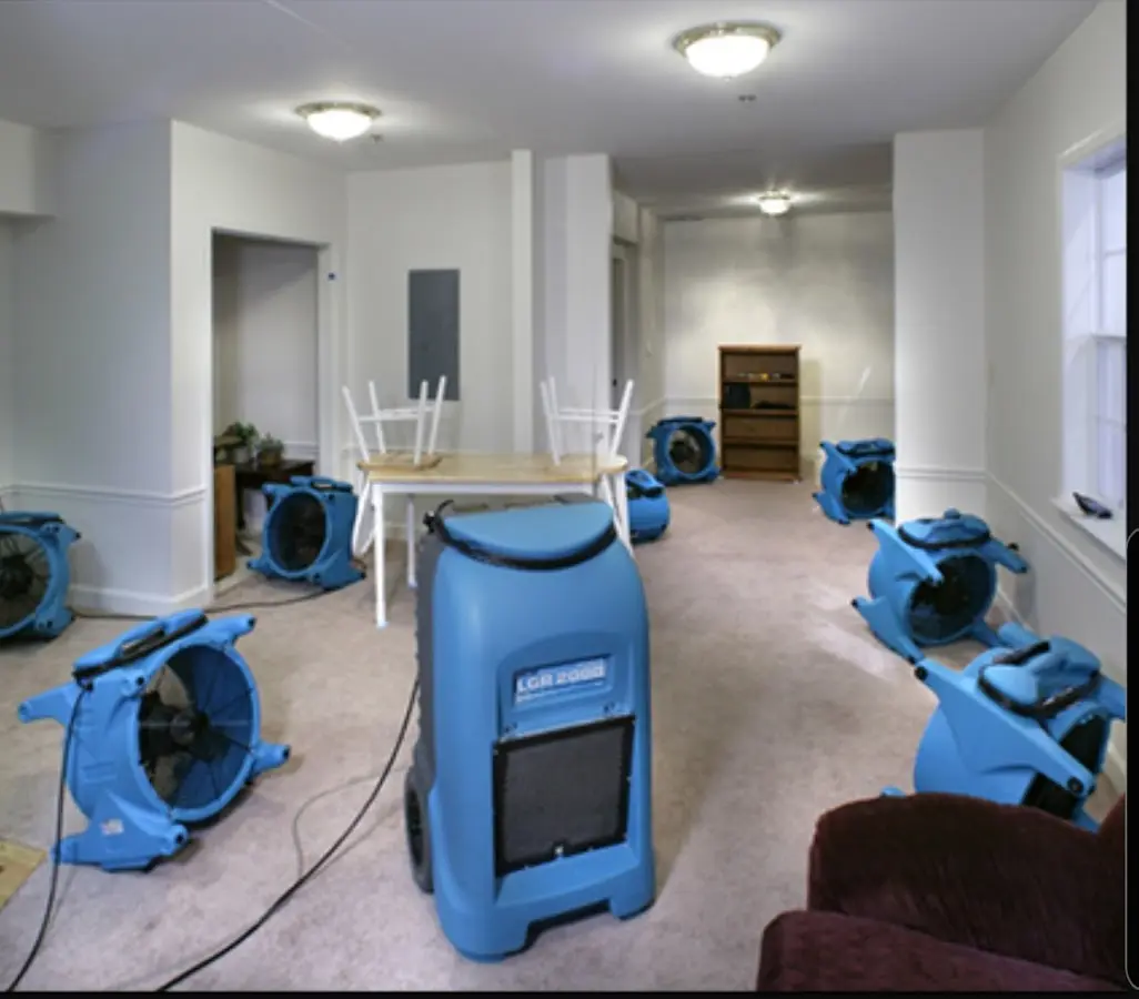 Air movers and dehumidifier setup for Water Damage Restoration in Tuscaloosa